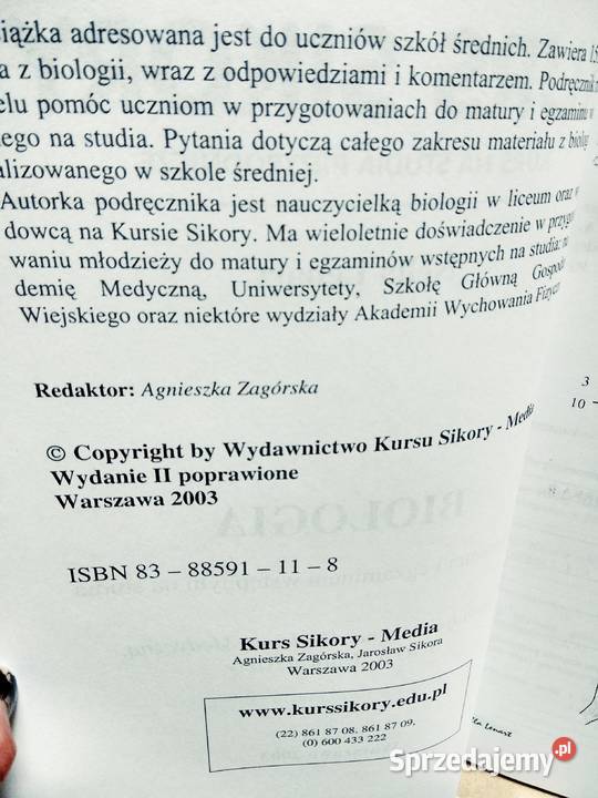 Przed maturą z biologii unikatowe książki mazowieckie Warszawa