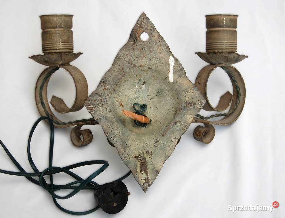 Stary kinkiet dwuramienny metalowy kuty Lublin