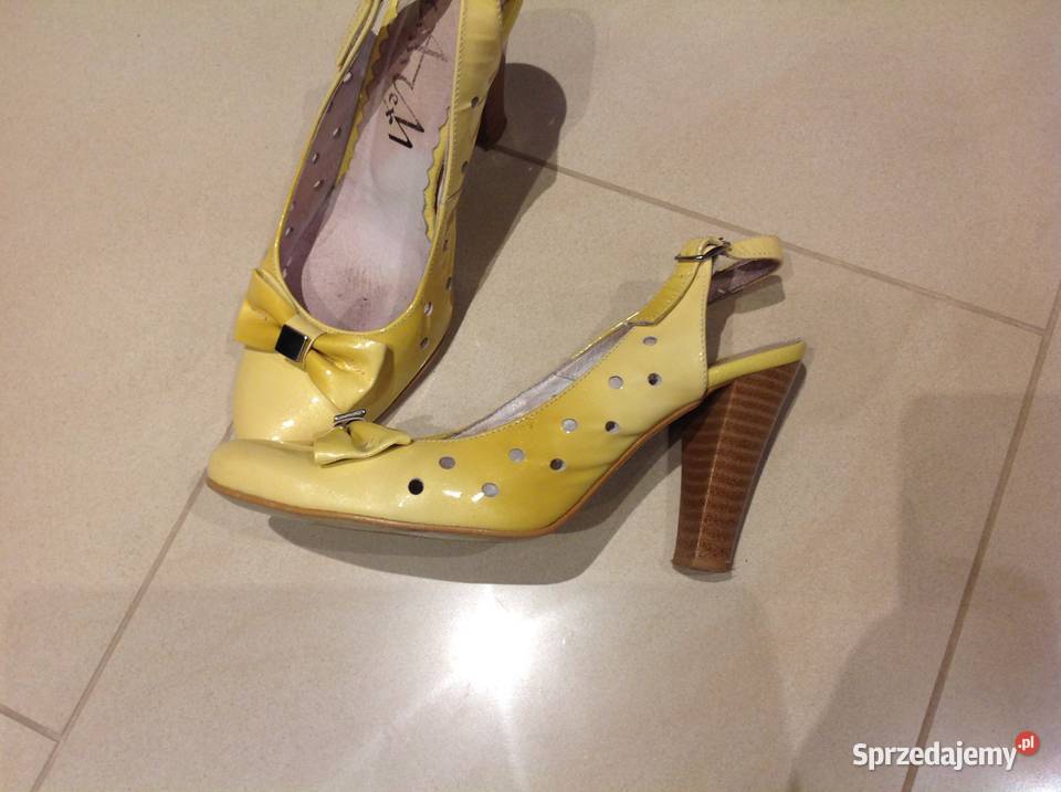 Sandałki Skórzane na obcasie r 36 Sandały i klapki Nowa Sól