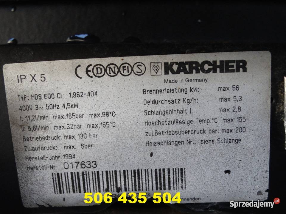 Myjka Ciśnieniowa Karcher HDS 600 Ci gorąca woda Radom