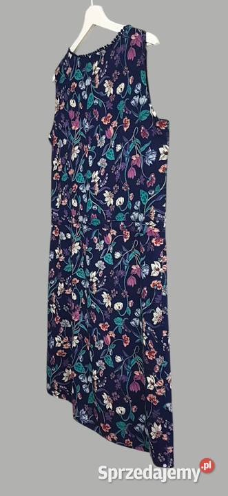 Damska sukienka niebieska w kwiaty na grubych Chrzanów