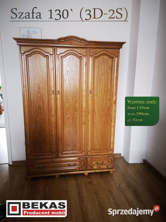 Stylowa Biała Szafa 135 3L2S z Lustrami 220cm Bydgoszcz