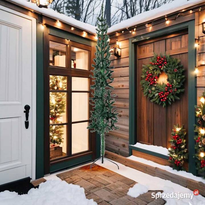 vidaXL Smukła choinka połówka ze stojakiem Warszawa