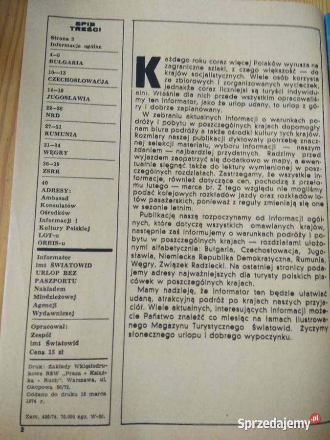 Urlop bez paszportu książki unikaty księgarnia