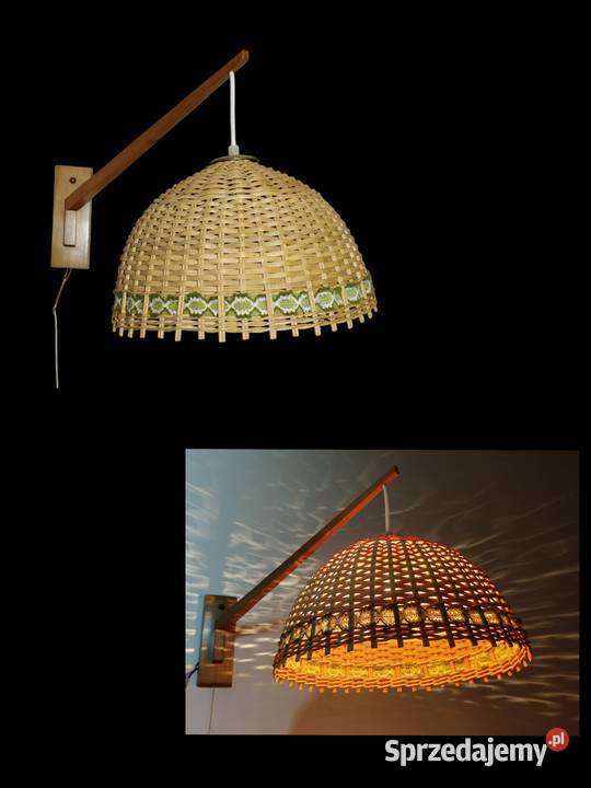 Kinkiet skandynawski ratan midcentury modern Kalisz