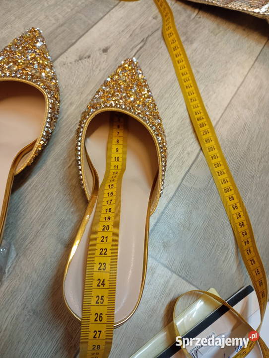 40 Złote bogato zdobione klapki wieczorowe NOWE Moda i Styl Kraków