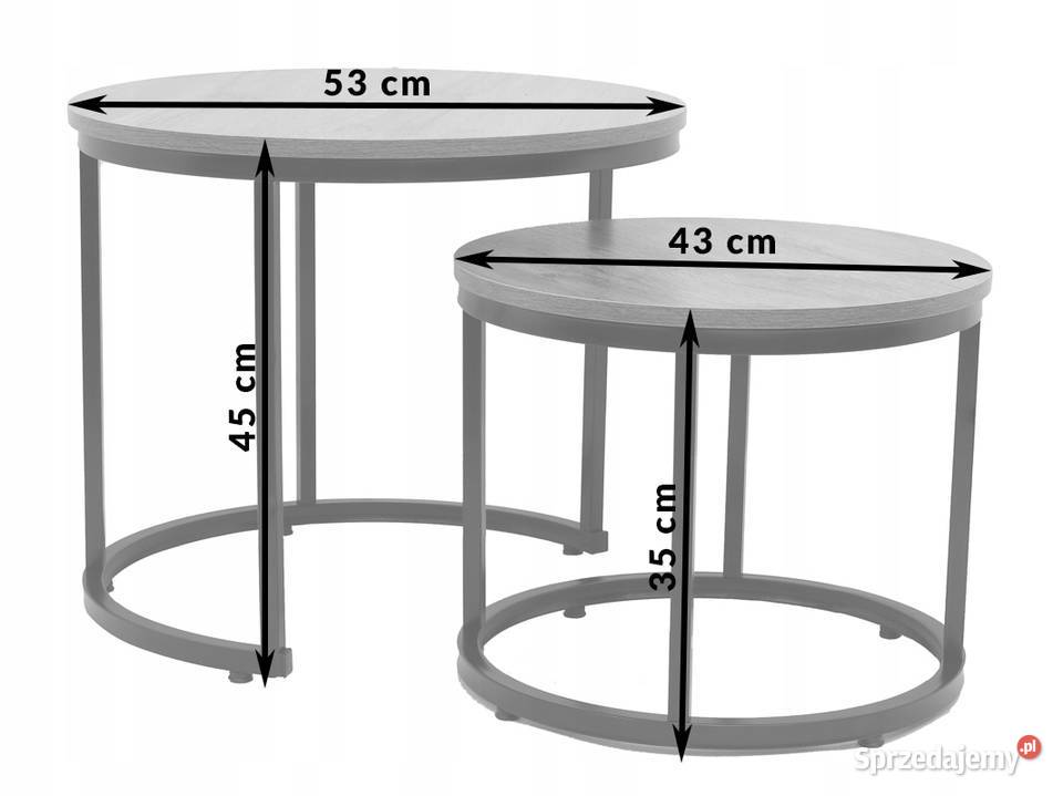 Stoliki Kawowe Okrągłe Loft Zestaw 2 Meble Laski