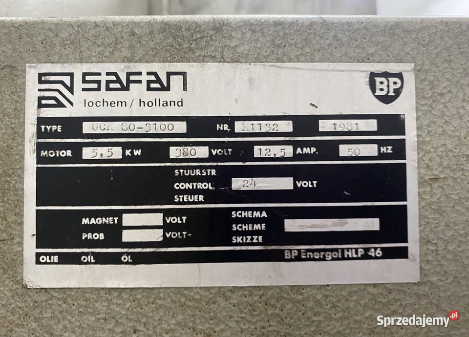 Prasa krawędziowa SAFAN UCK 80 x 3100 Biznes i Przemysł łódzkie Głowno