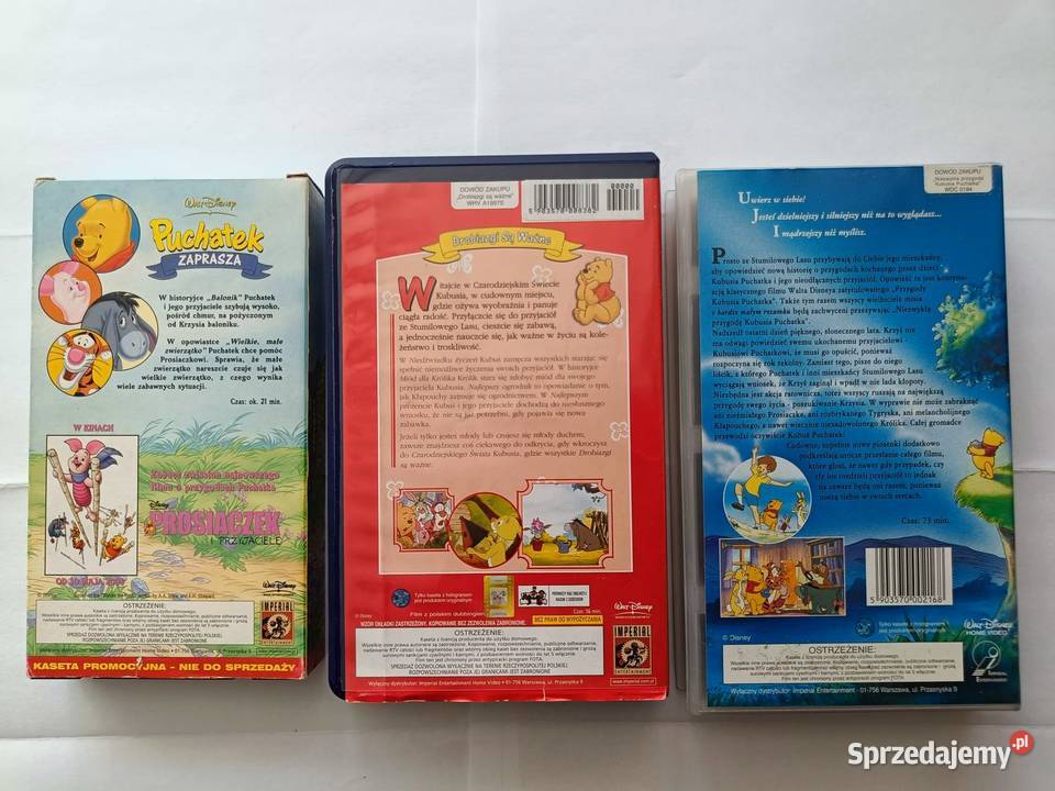 Kubuś Puchatek Walt Disney 3 kasety VHS pomorskie