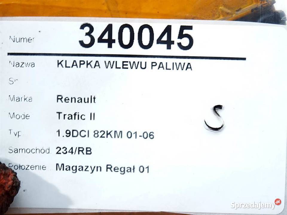 KLAPKA WLEWU PALIWA RENAULT TRAFIC II Van podkarpackie