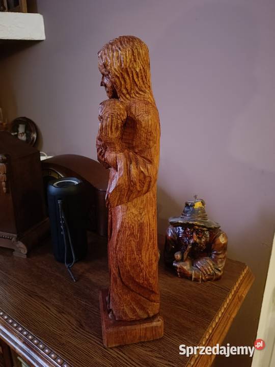 Rzeźba drewniana Matki Boskiej z dzieciątkiem Lipno sprzedam