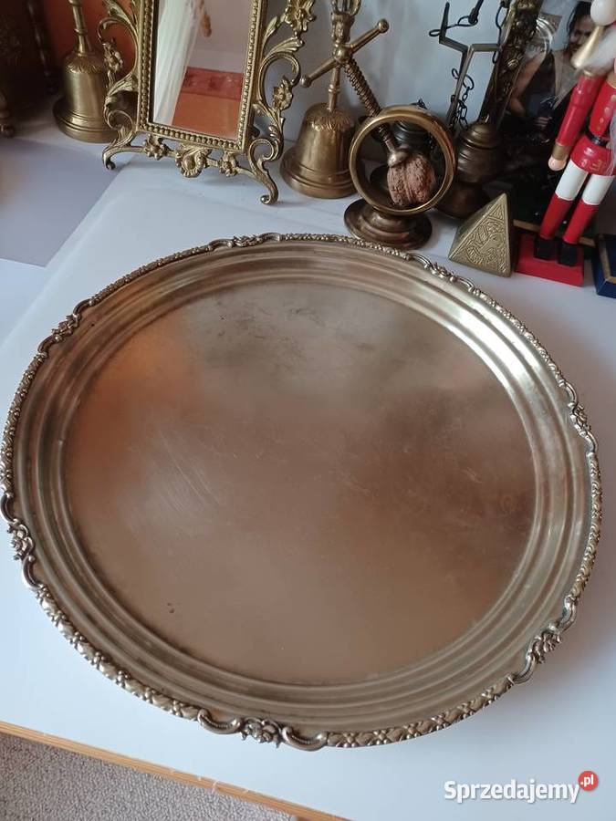 Duża masywna taca mosiężna Dom i Ogród wielkopolskie Poznań