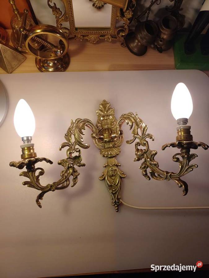 Piękny mosiężny kinkiet z wyłącznikiem wielkopolskie Poznań sprzedam