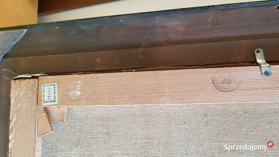 Stary duży olejny obraz pejzaż C Hartwig Dąbrowa Górnicza