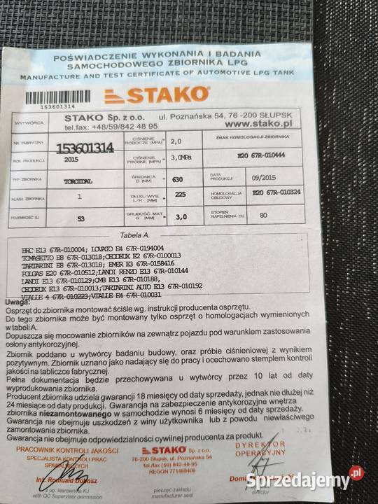 Butla LPG 630225 53 l STAKO Elementy instalacji LPG Olkusz