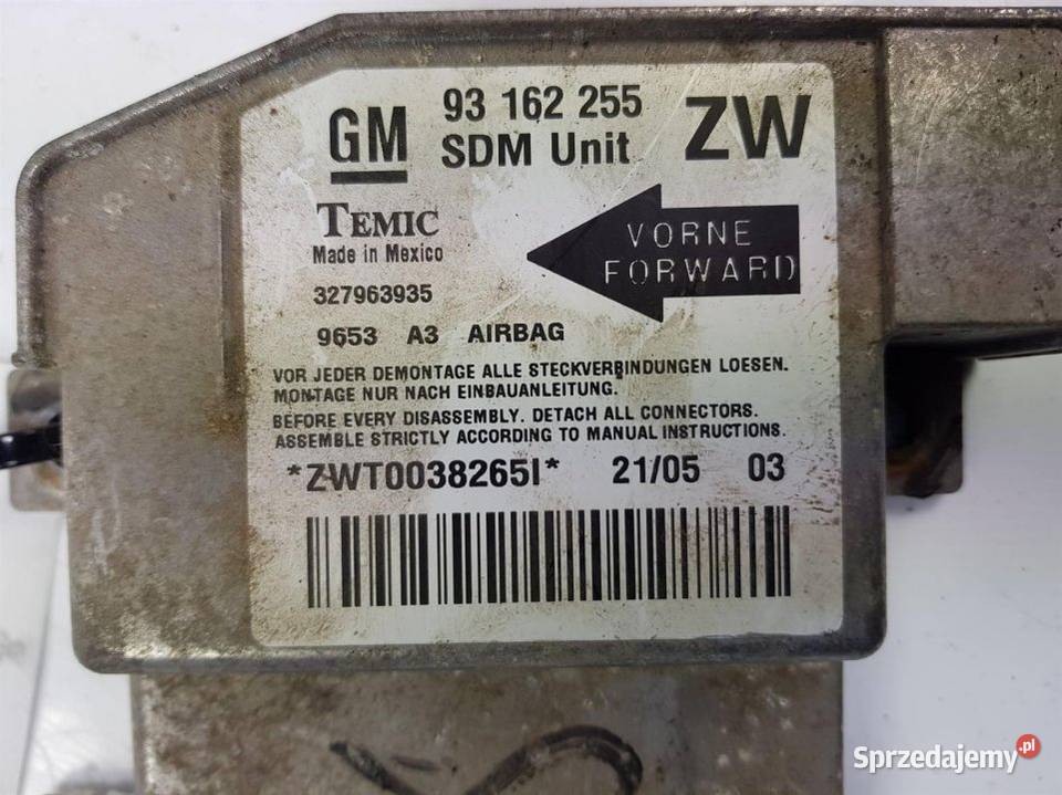 SENSOR AIRBAG 93162255 OPEL TIGRA osobowe kujawsko-pomorskie Lipno