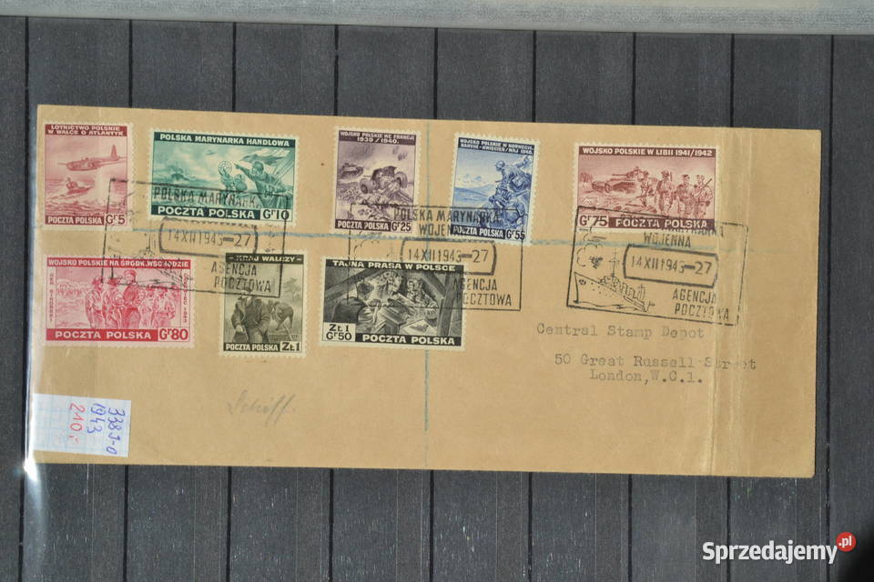 Znaczki Polska Fi 338 JO Emigracja Polskie Siły Sobótka sprzedam