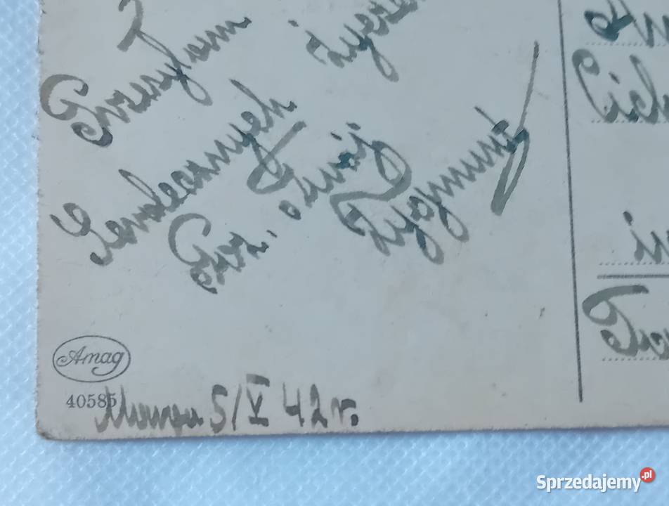 Pocztówka urodzinowa z różami III Rzesza 1942 r Pocztówki i karty telefoniczne Koźminek