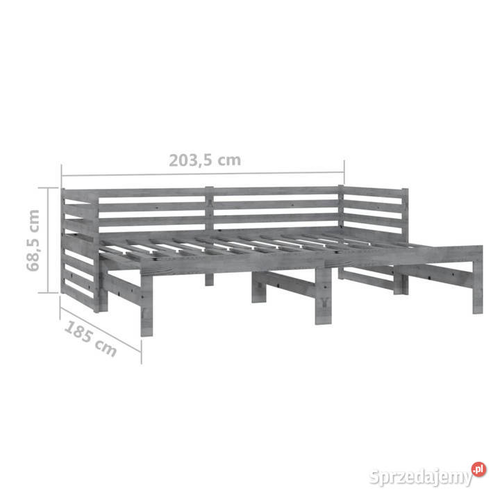 Łóżko wysuwane 2 x 90x200 szare lite drewno Warszawa sprzedam