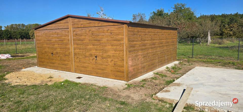 Garaż blaszany 6x58 drewnopodobny złoty dąb Jodłownik