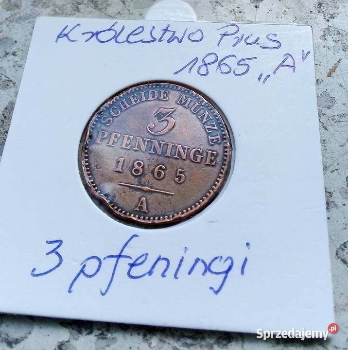 NIEMCYPRUSY 3 PFENINGI1865 rAMIEDZŁADNA Legionowo
