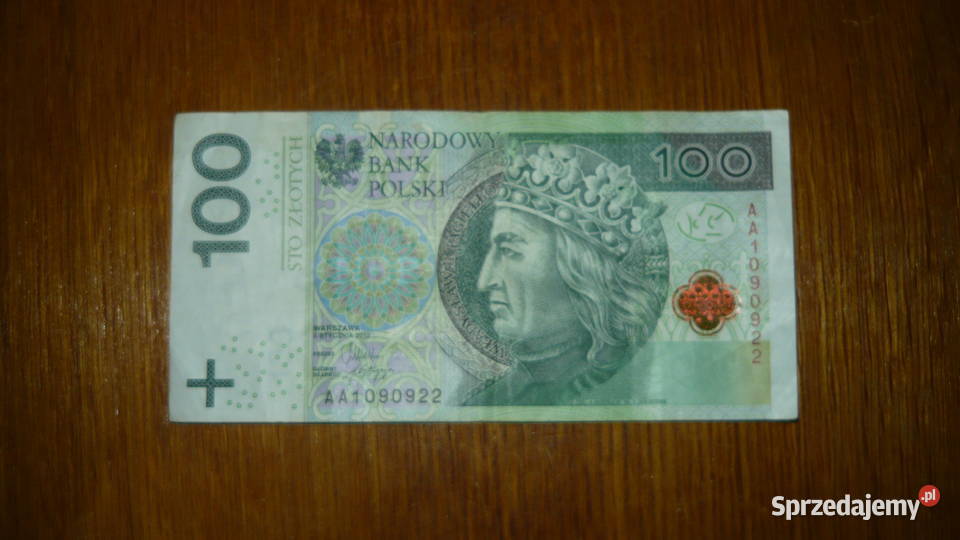 Banknot 100 seria AA 2012 r Sokółka