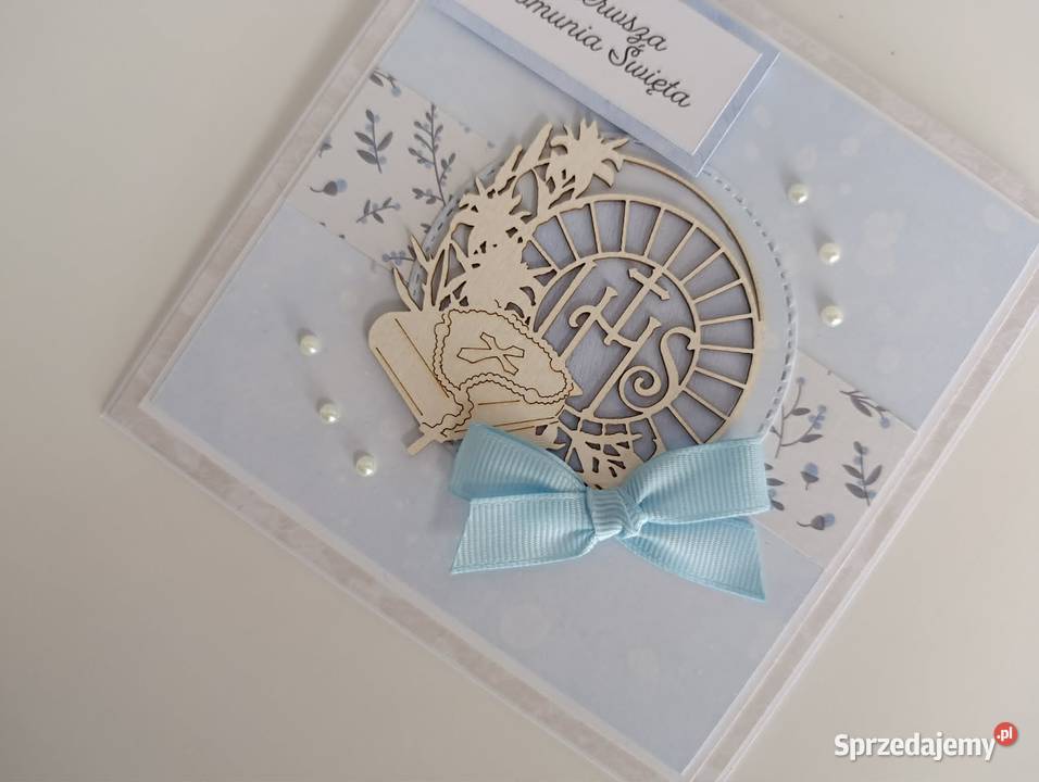 Kartka ręcznie robiona Komunia Święta handmade