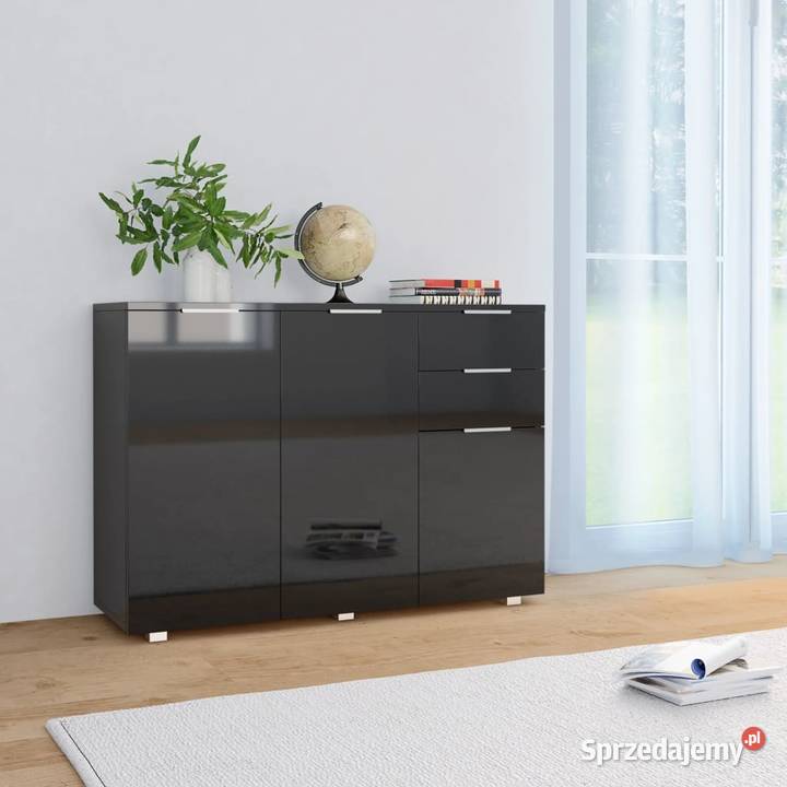 vidaXL Szafka na wysoki połysk czarna 107x35x805 Warszawa