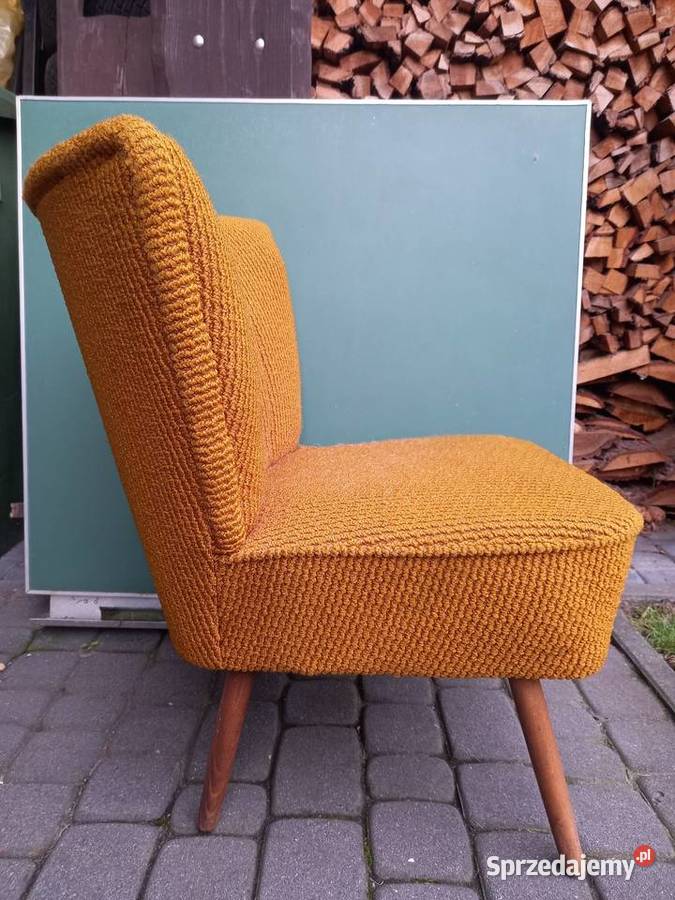 Stary fotel patyczak muszelka PRL vintage wielkopolskie Rawicz