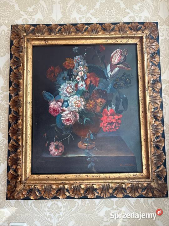 Stary piękny obraz 2w1 drewniana solidna rama Długopole-Zdrój