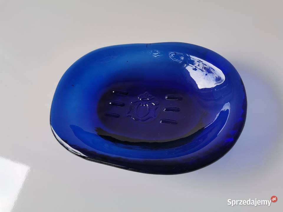 Stara niebieska mydelniczka szkło kobaltowe Katowice