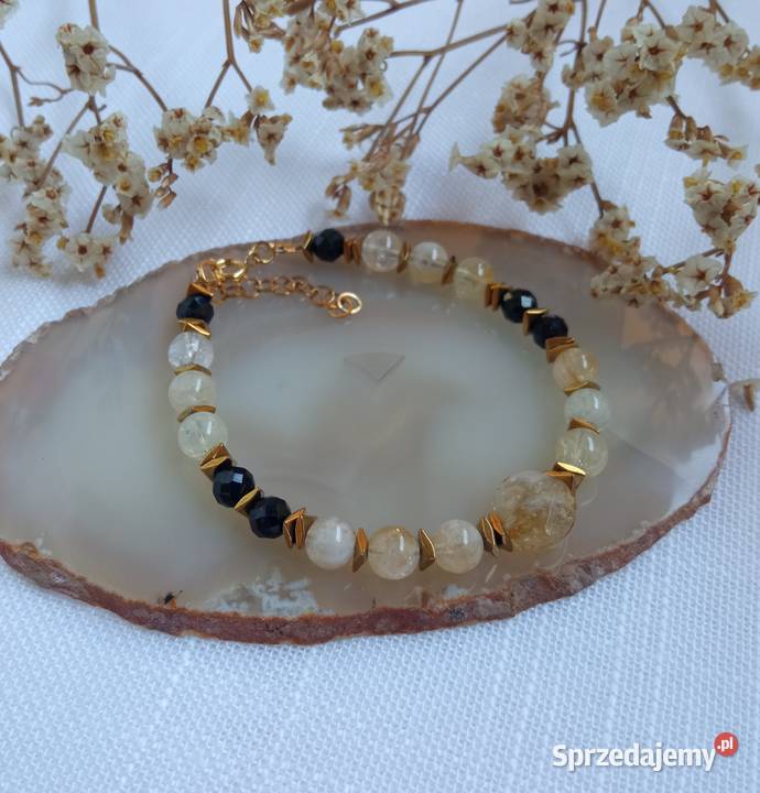 Bransoletka cytryn czarny turmalin i hematyt śląskie Czerwionka-Leszczyny