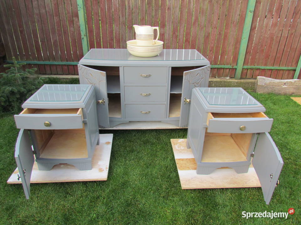 stara komodaszafki nocne dąb shabby rozjaśniony