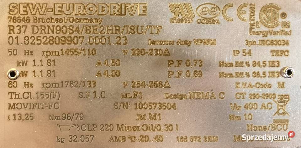 motoreduktor przekładnia 11kW 110obr 3fazowy sprzedam
