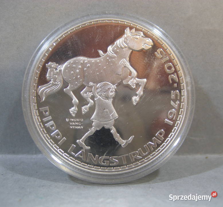 Srebrny MedalMoneta Astrid Lindgren Pippi Warszawa