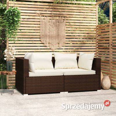 vidaXL 2osobowa sofa z poduszkami brązowa mazowieckie Warszawa