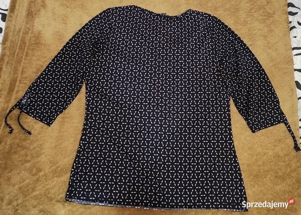 Bluzka 34 rękawa z cekinami dekolcie L40 Street z dekoltem