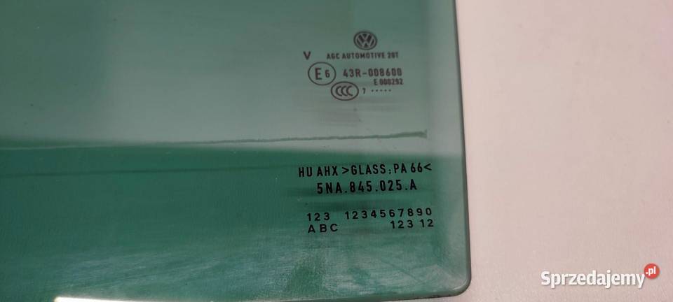 VW TIGUAN II SZYBA DRZWI LEWY TYŁ 5NA845025A osobowe sprzedam