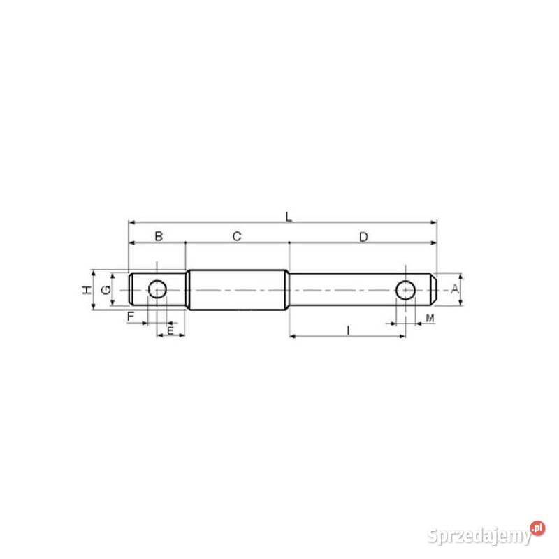 Sworzeń dwustopniowy 22x210mm 01620 Kamionna