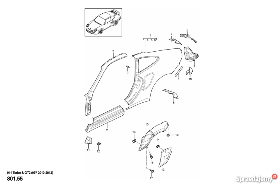 Wzmocnienie prawy tył Porsche 997 Karoseria podkarpackie