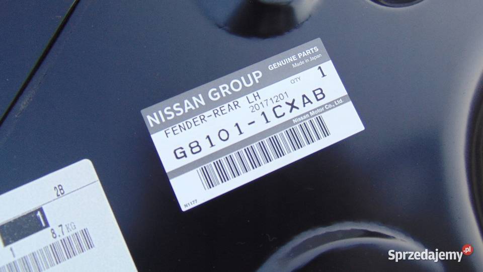 POSZYCIE BŁOTNIKA PRAWY TYŁ INFINITI QX70 QX 70