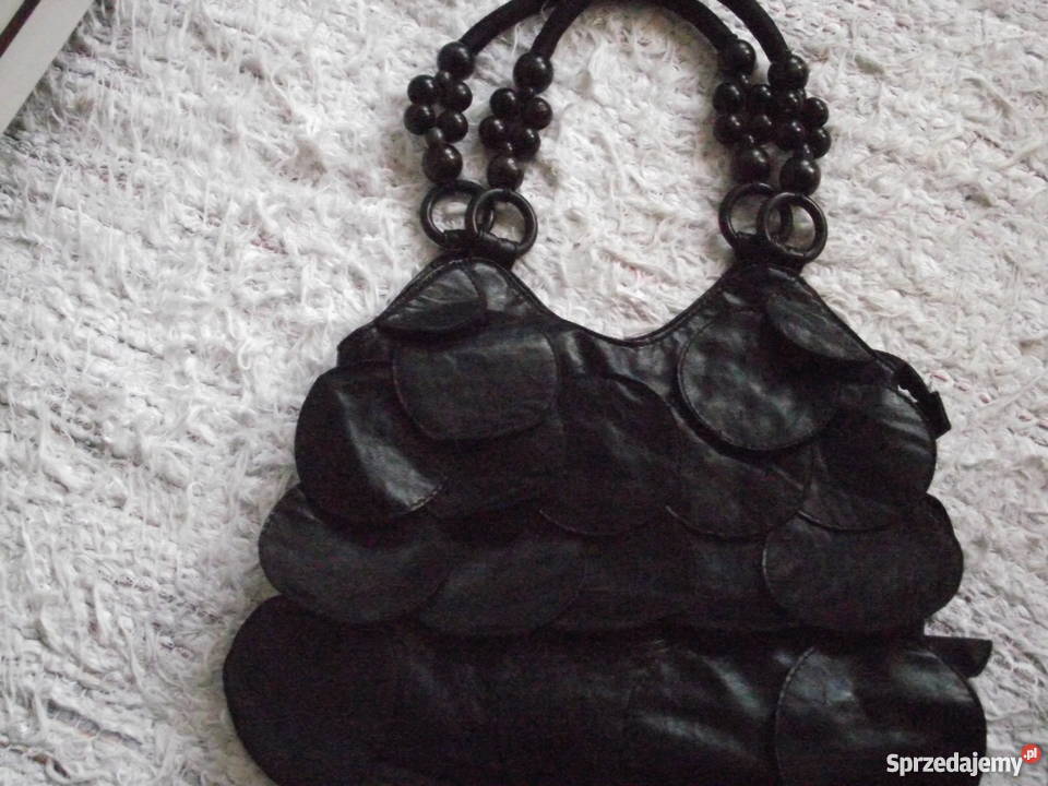 WŁOSKA CZARNA TOREBKA Z NATURALNEJ SKÓRY Torby i torebki Piła