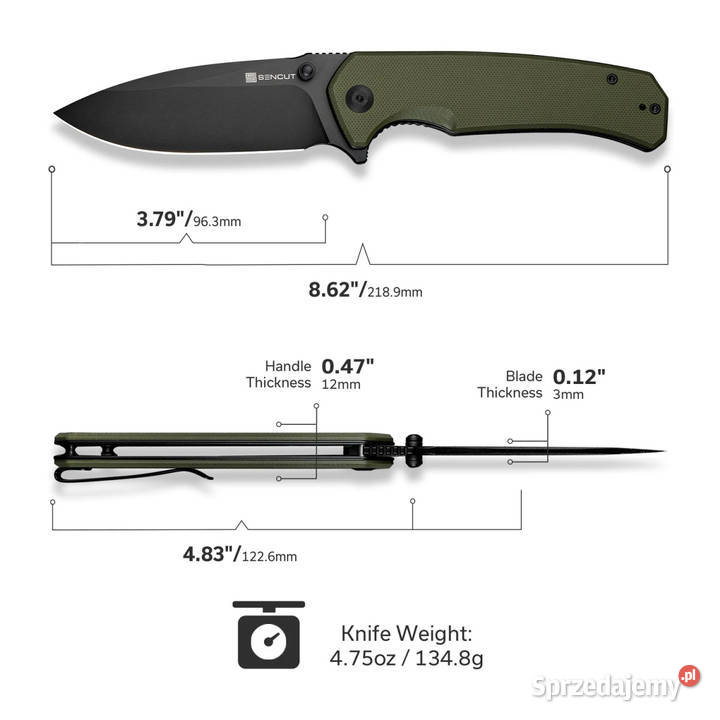 Nóż składany Sencut Skarnax Green G10 Black Warszawa