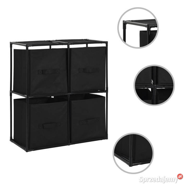 Szafka 4 kosze z tkaniny czarne 63x30x71 stal Warszawa