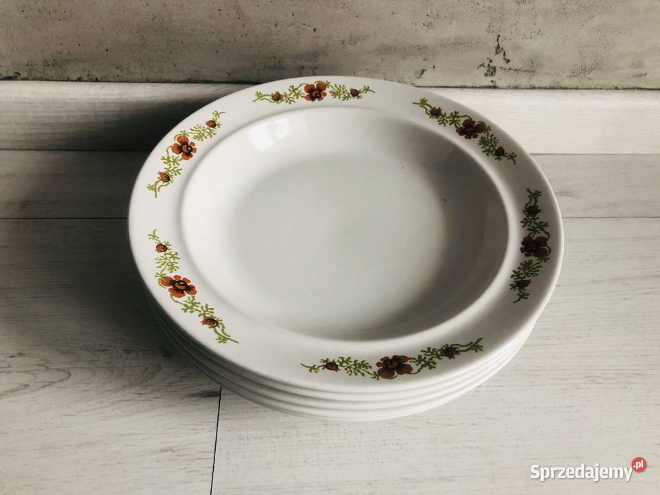 Talerze PRL 6 sztuk porcelit Zakłady Pruszków Łódź