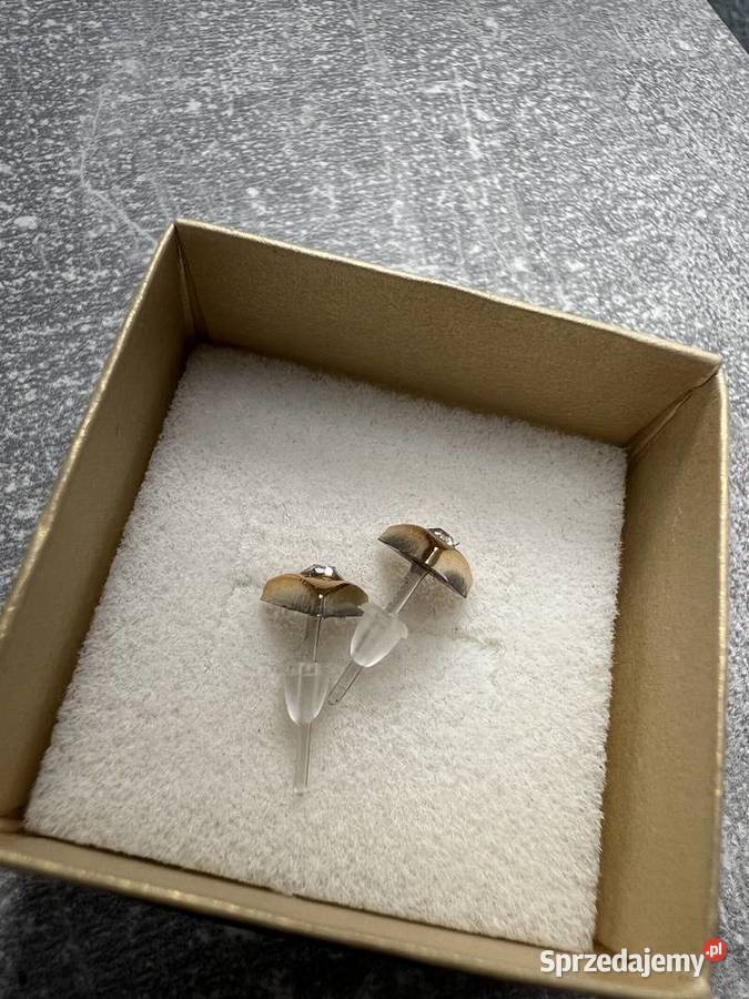 Kolczyki złote z diamentem trójkąt trójkąty Jasło