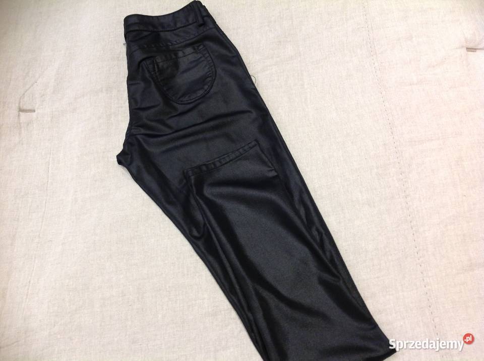 Legginsy czarne damskie ala skórzane XS nowe Nowa Sól