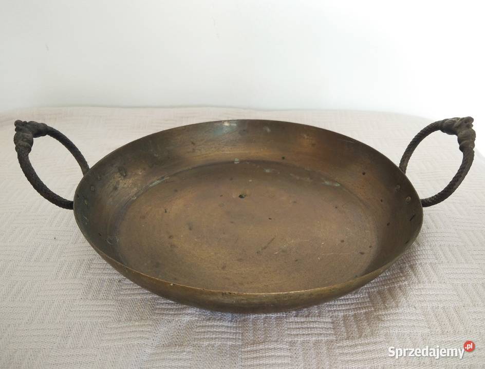 Stara mosiężna miedziana patera z dekoracyjnymi Gdańsk