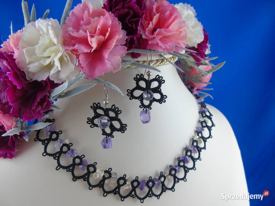 Biżuteria frywolitkowa Wiśniowa