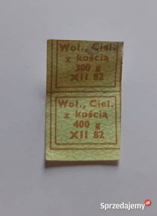 Kartka zaopatrzeniowa na mięso 2 kupony wołowina Koźminek